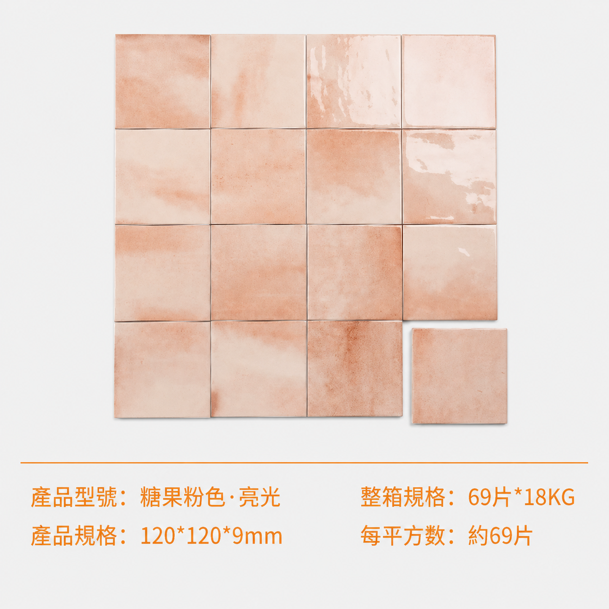 糖果粉色*亮光120*120mm